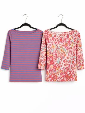 J.McLaughlin Preppy Catalina Cloth Bundle Set Tops in Stripe + Floral Small